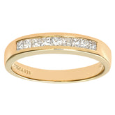0.33ct Channel Set Princess Diamond Half Eternity Ring in UK Hallmarked 9ct Yellow Gold